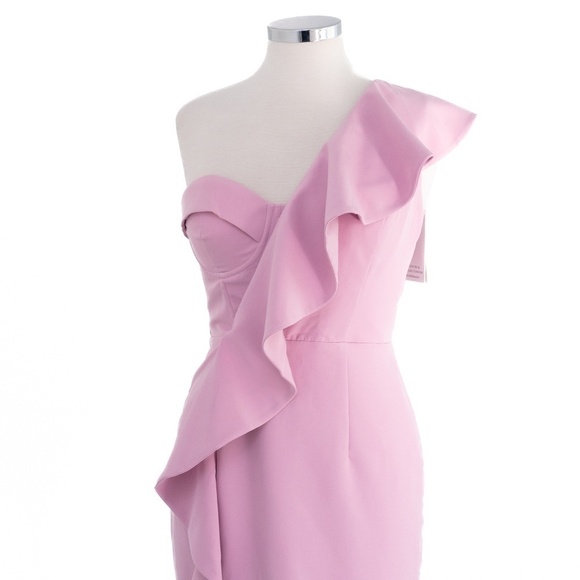 Frill Dress Lavish Alice Scuba Lavish Alice -Scuba Midi Dress With Corset Bodice Dramatic One-Shoulder Ruffle Frill Dress Lavish Alice Scuba Lavish Alice -Scuba Midi Dress With Corset Bodice Dramatic One-Shoulder Ruffle